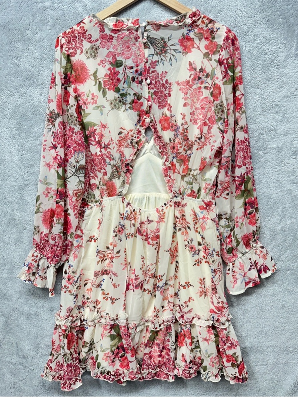 Fashion Nova Dear Dolly Floral Ruffle Mini Dress 2X Pink Boho Cottagecore NWT - Picture 4 of 11